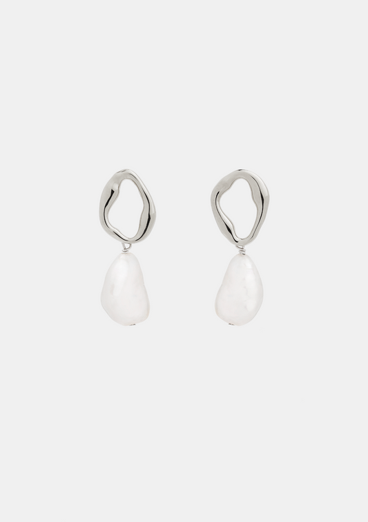Cielo Pearl Drop Earrings - Silver