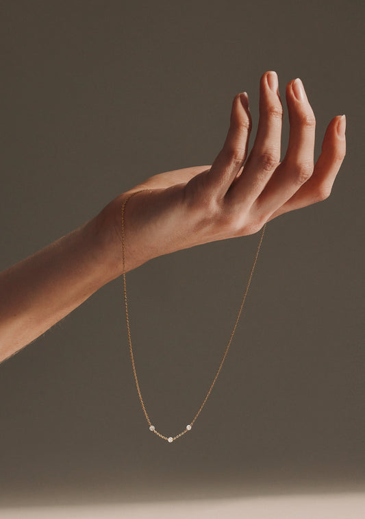 Floating Stone Necklace - Gold