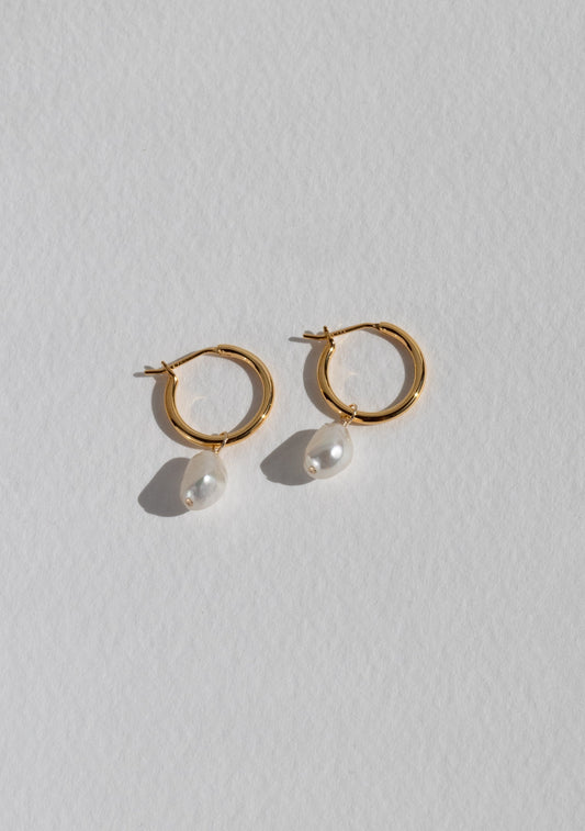 Mini Keshi Pearl Hoops - Gold