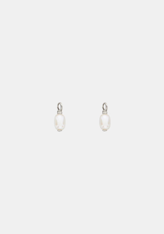 Mini Pearl Charms - Pair - Silver