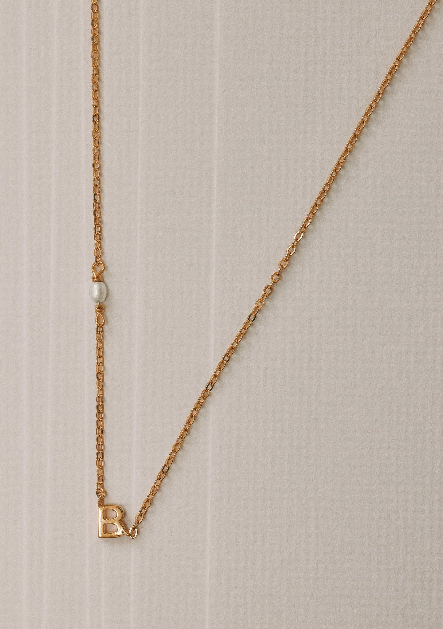 Pearl Letter Necklace - Gold