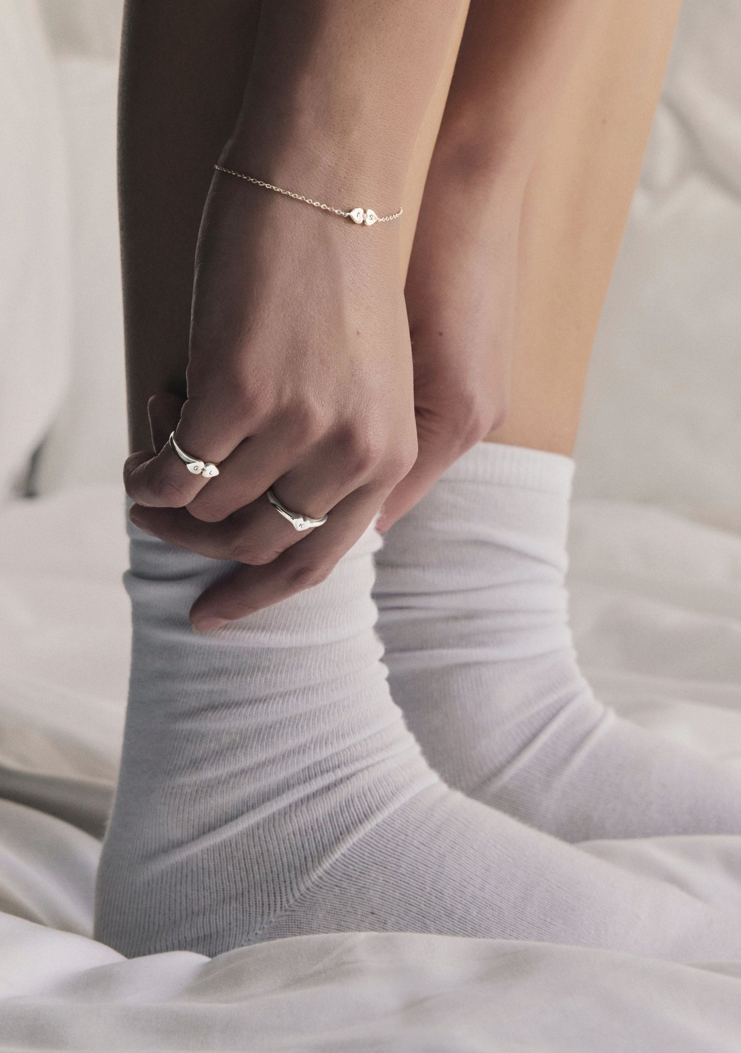 Heart Connection Signet Ring - Silver