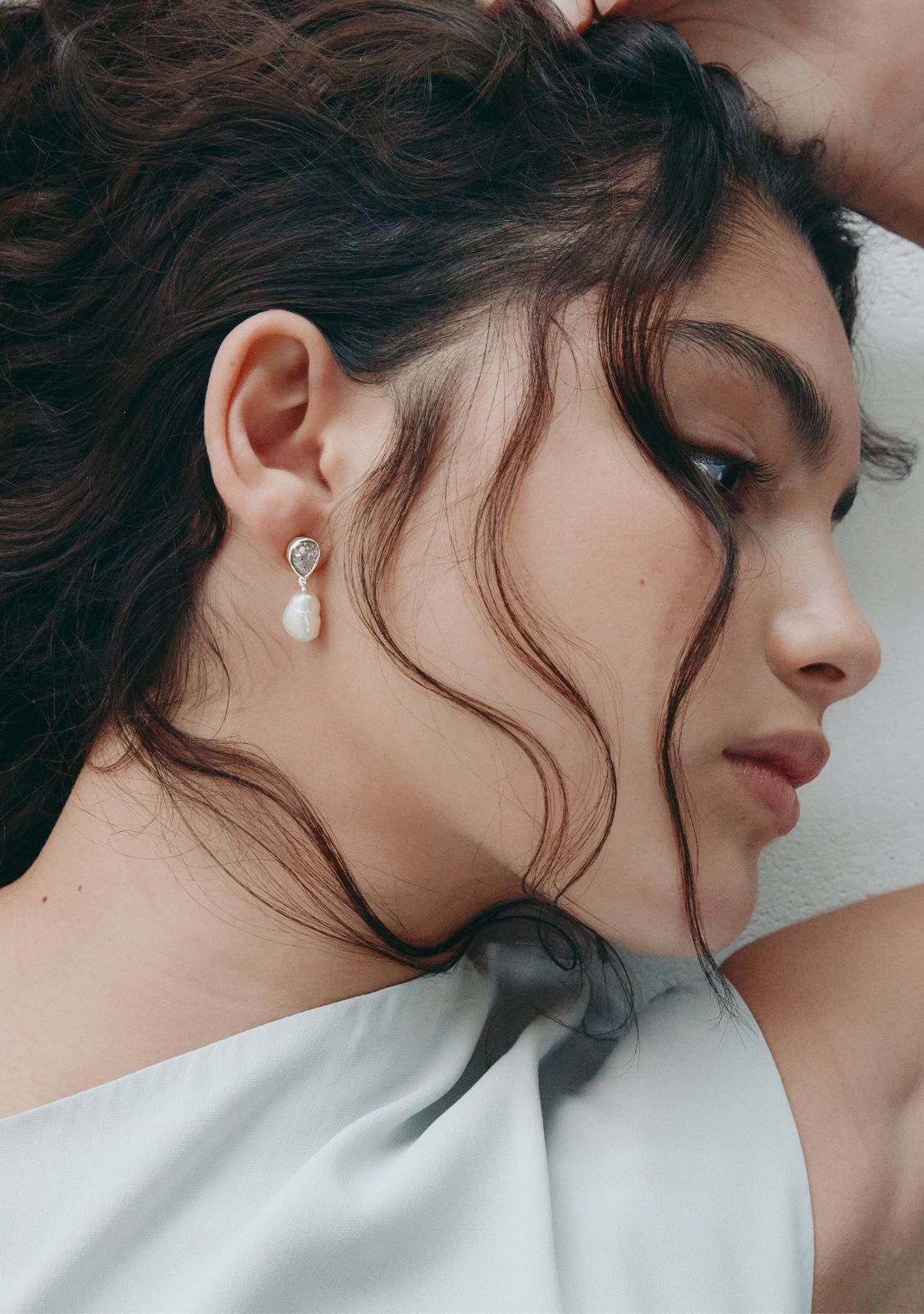 Eros Pear & Pearl Earrings - Silver