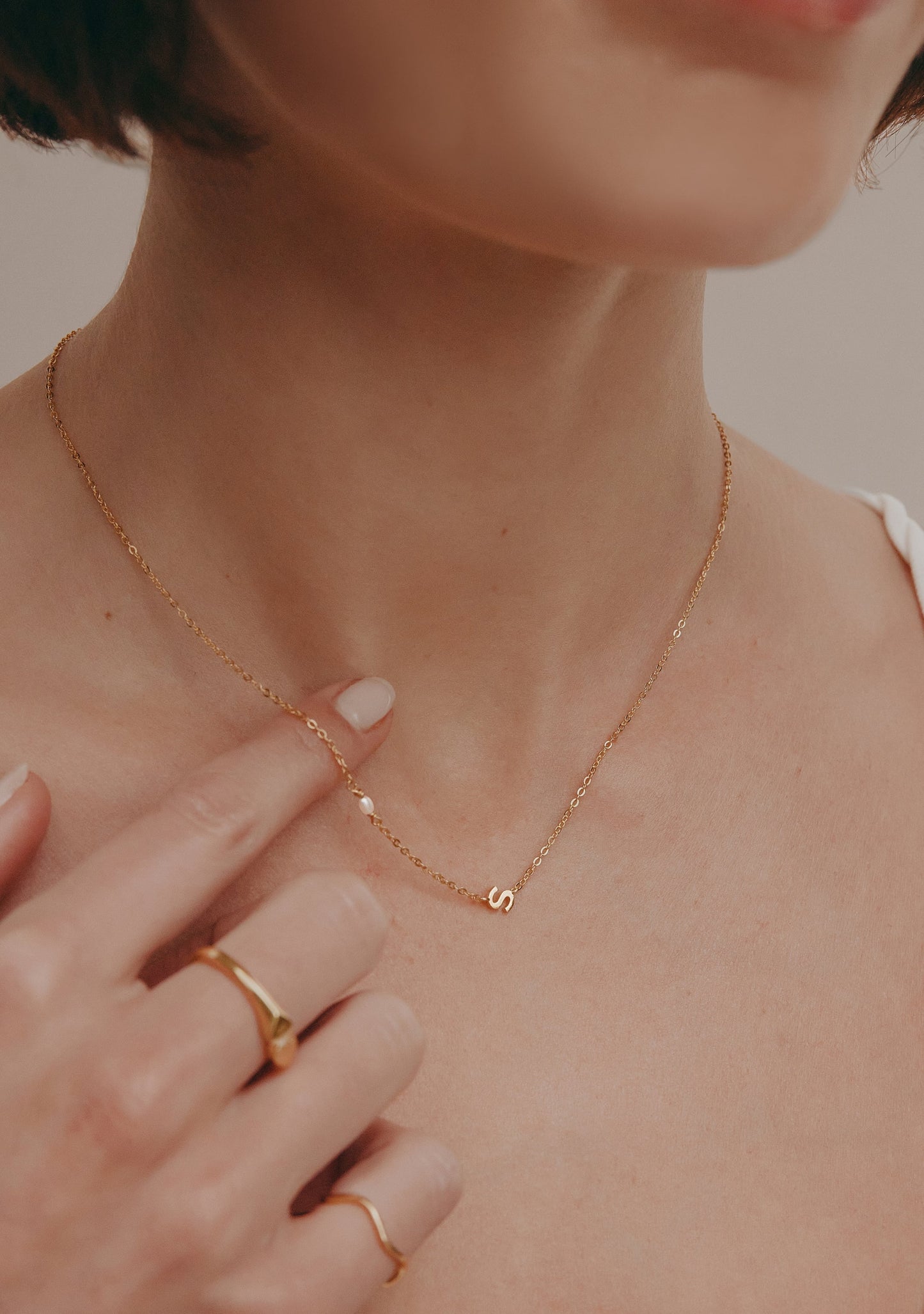 Pearl Letter Necklace - Gold