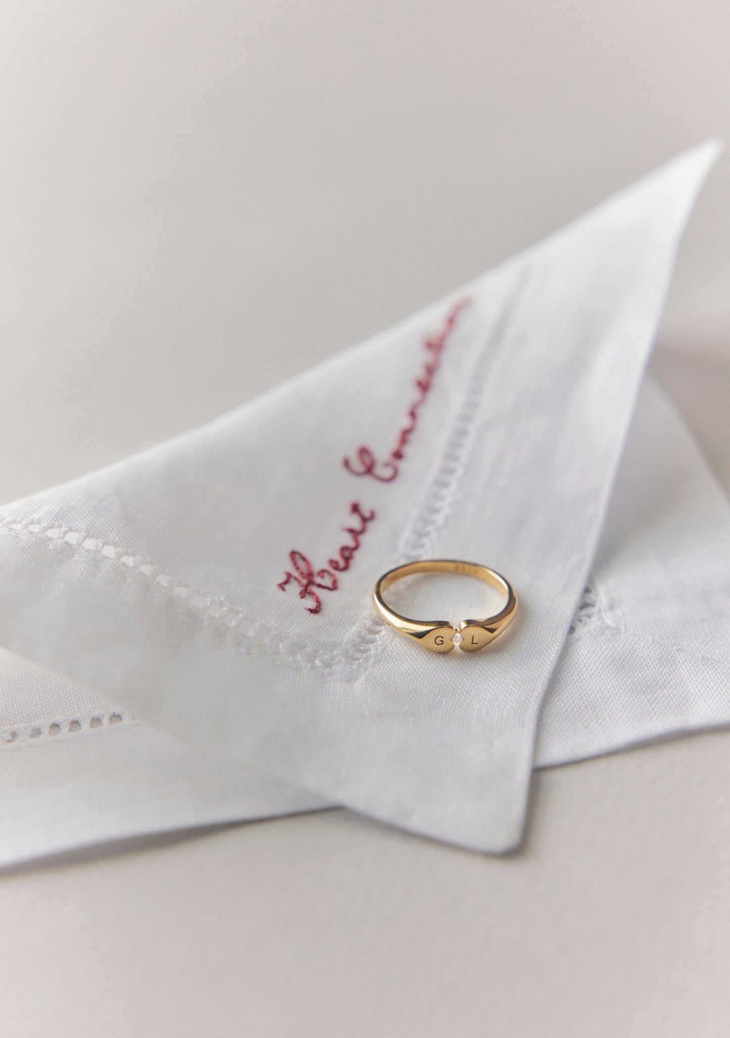 Heart Connection Signet Ring - Gold