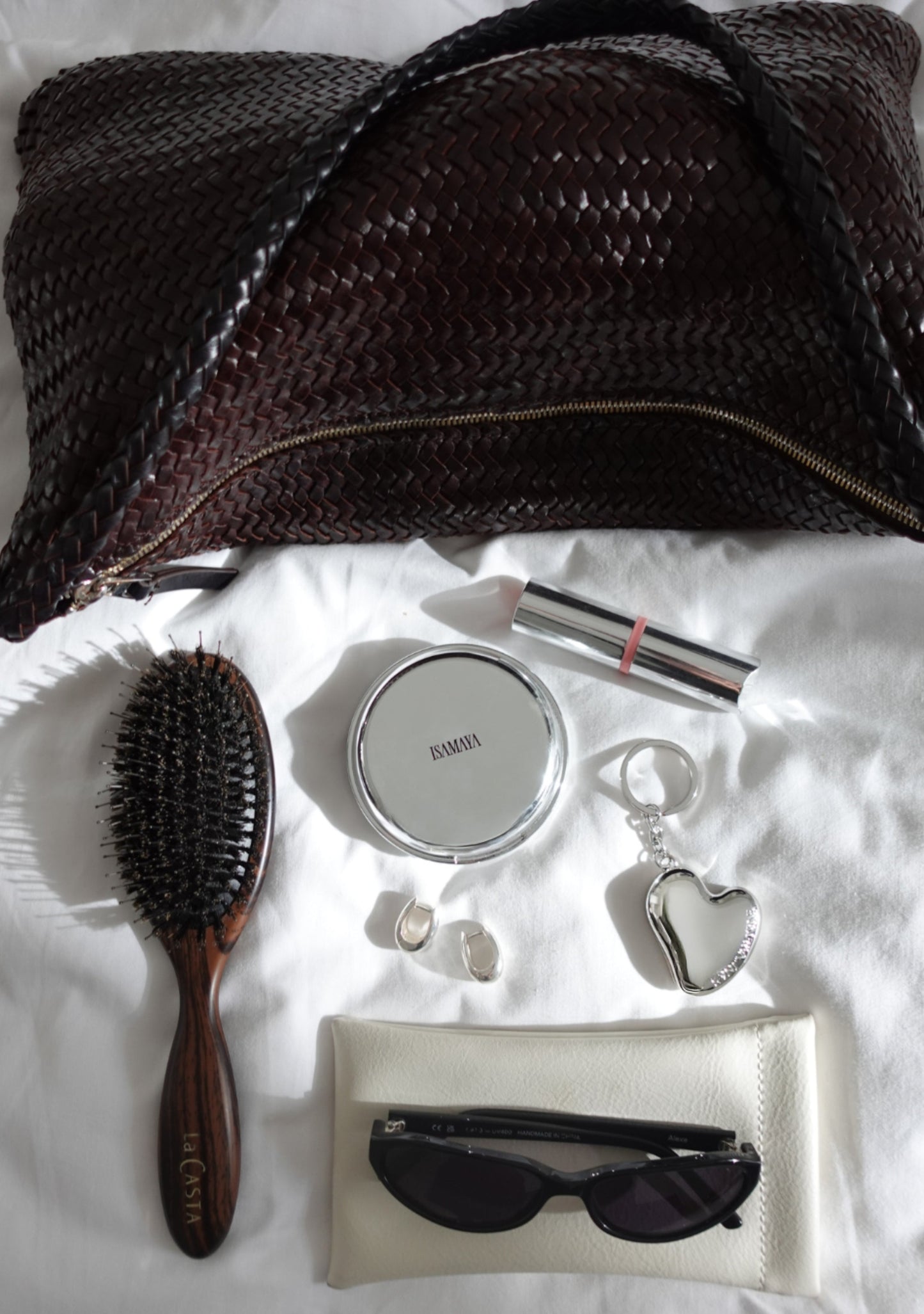 Heart Mirror Keychain & Bag Charm - Silver