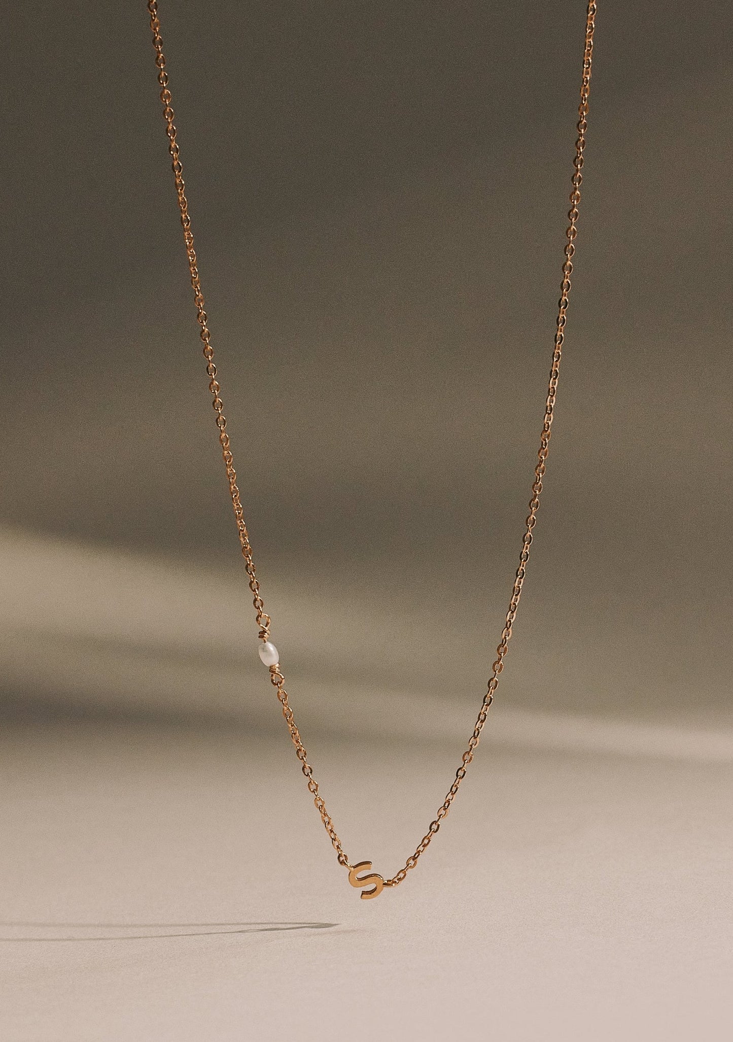 Pearl Letter Necklace - Gold