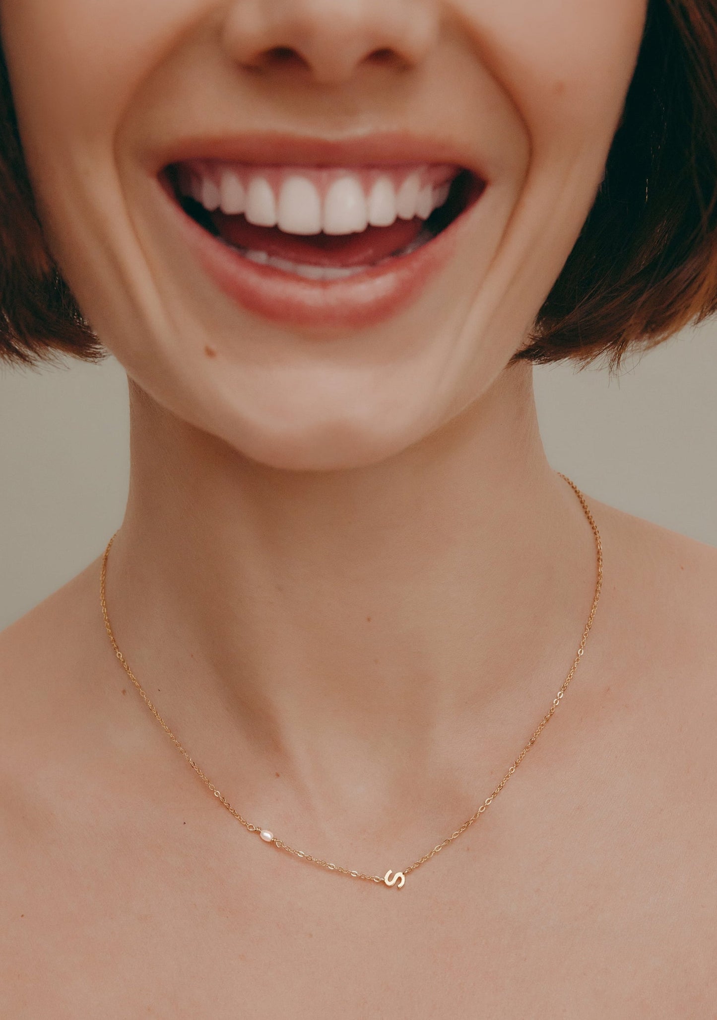 Pearl Letter Necklace - Gold