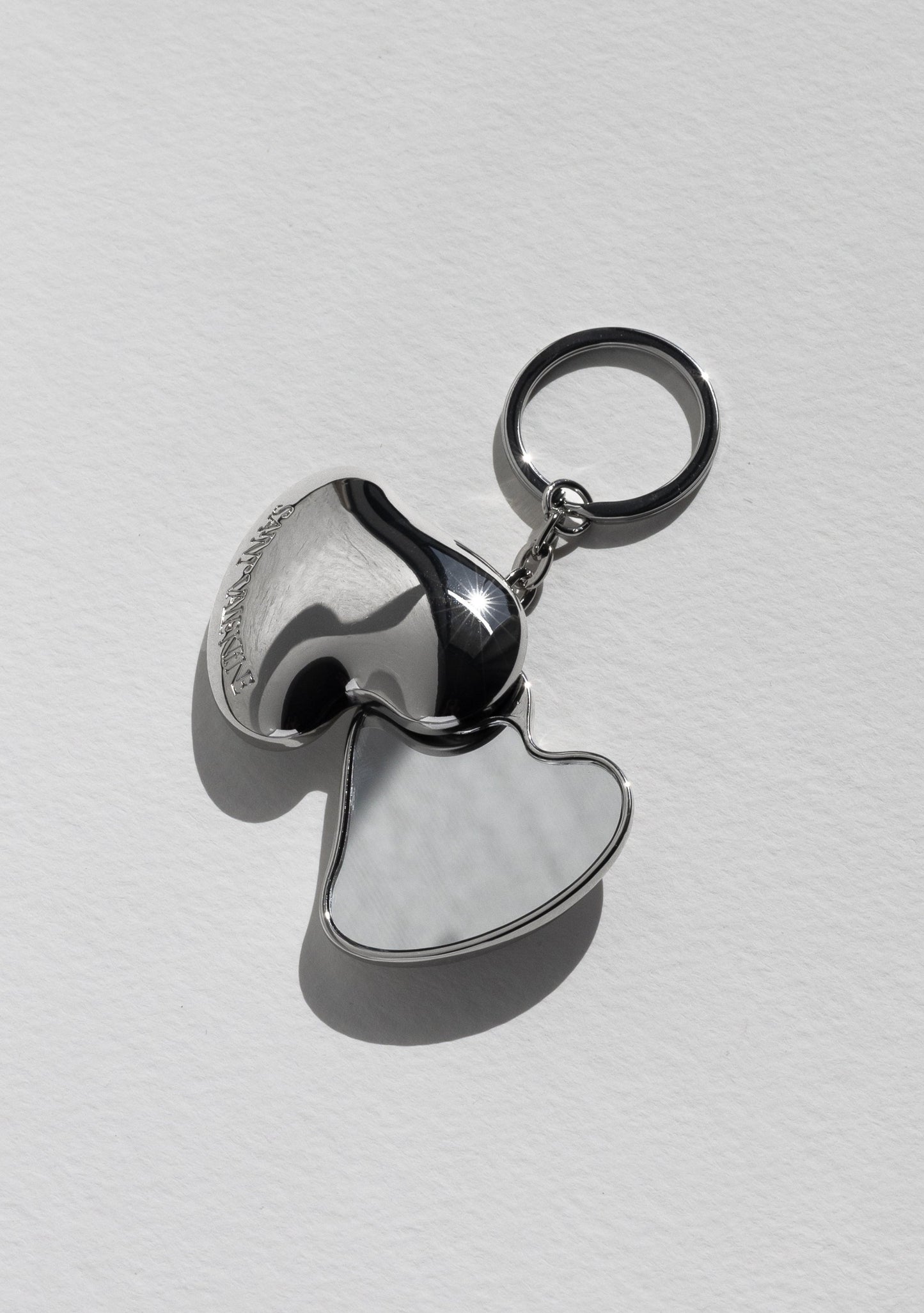 Heart Mirror Keychain & Bag Charm - Silver