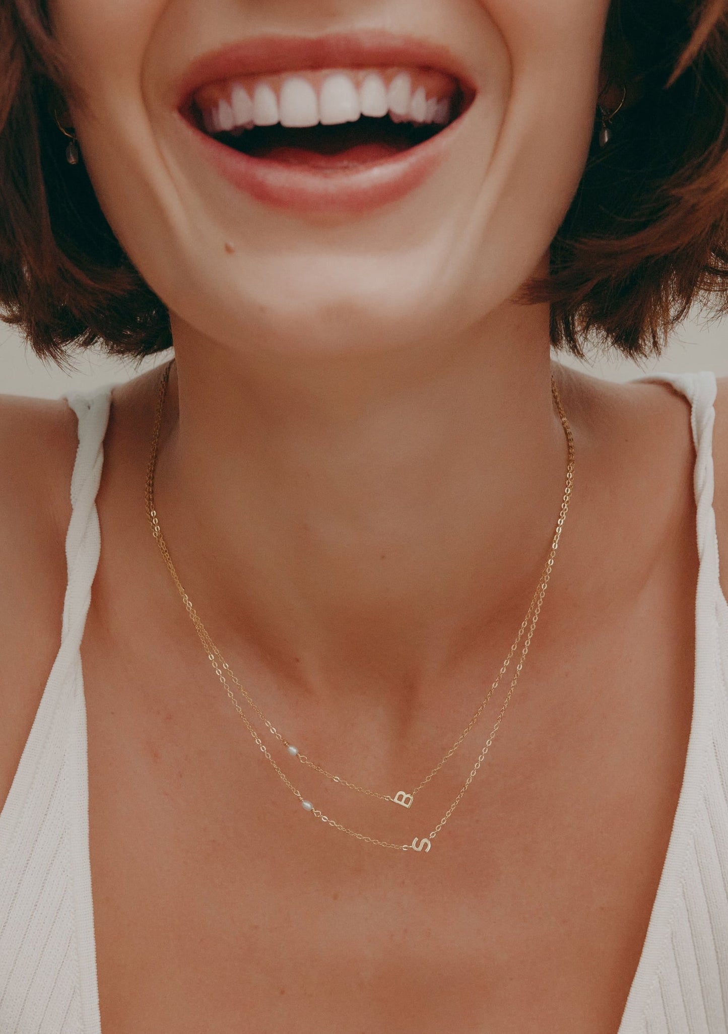 Pearl Letter Necklace - Gold