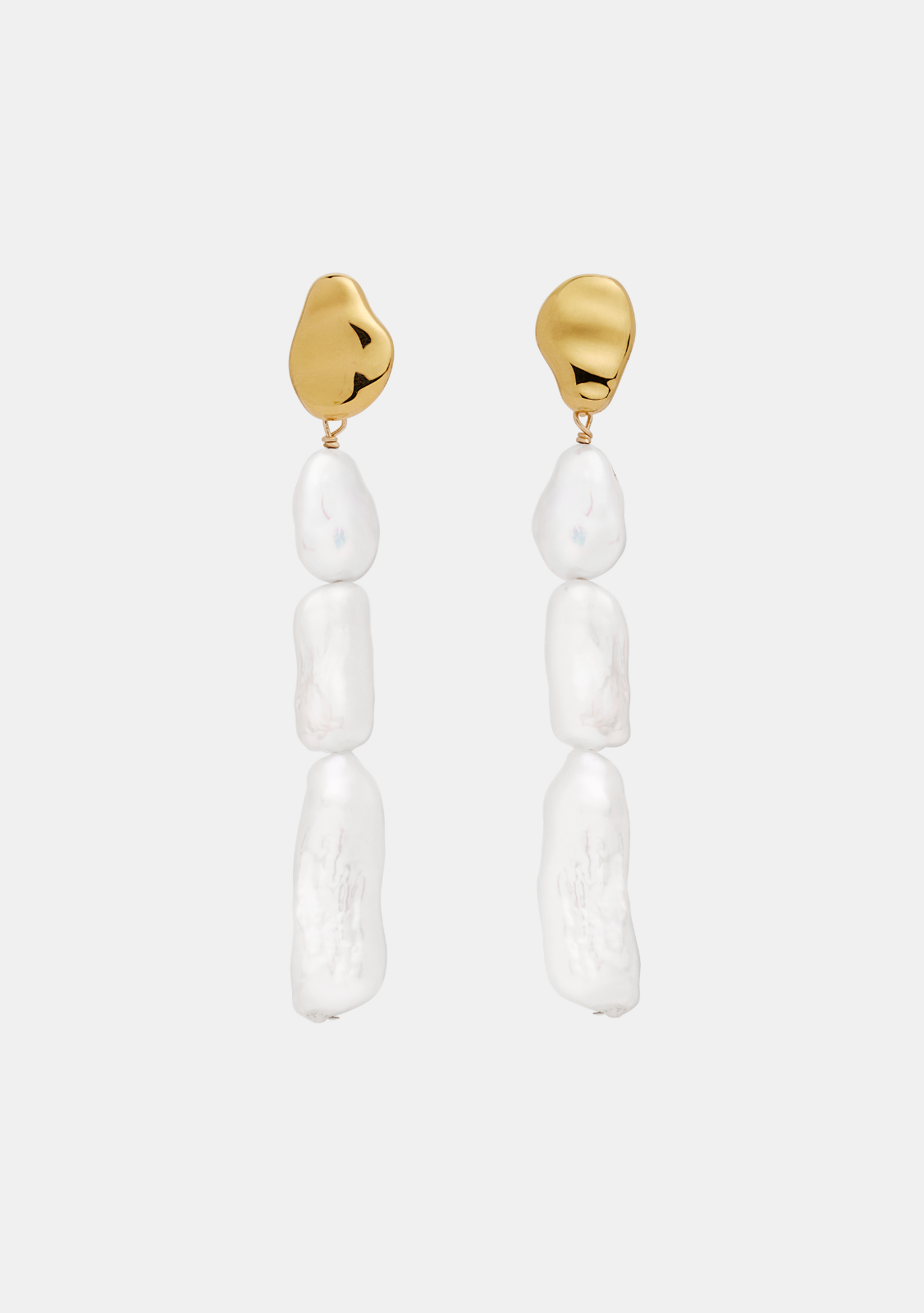 Cielo Long Pearl Drop Earrings - Gold