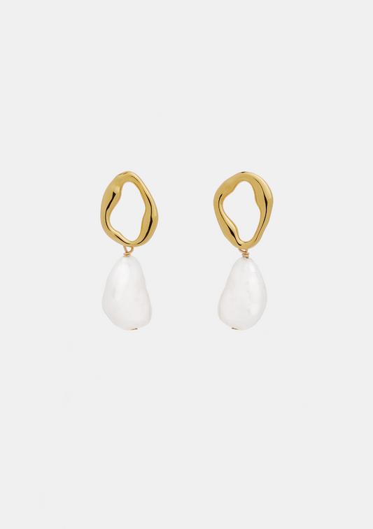 Cielo Pearl Drop Earrings - Gold
