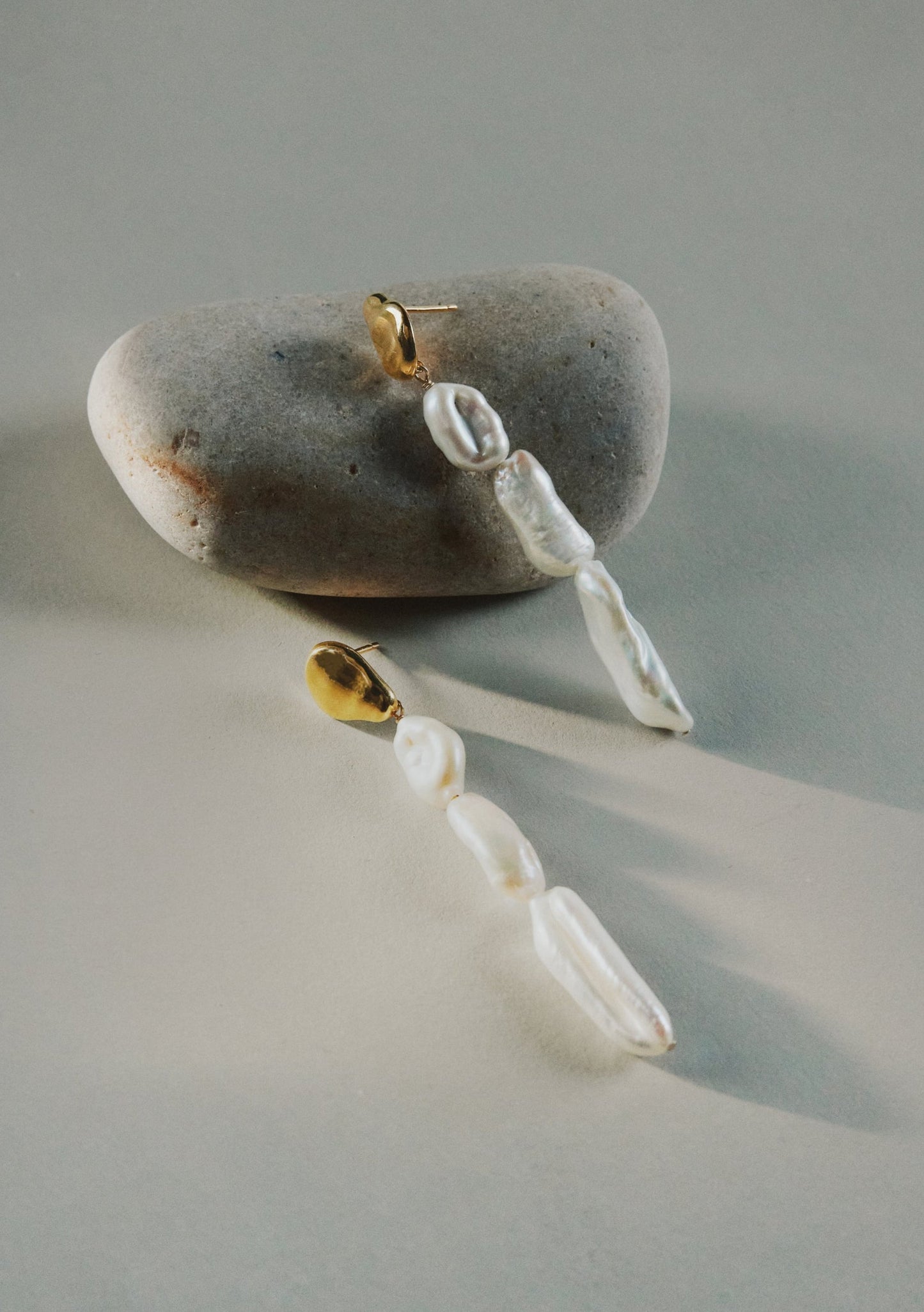 Cielo Long Pearl Drop Earrings - Gold