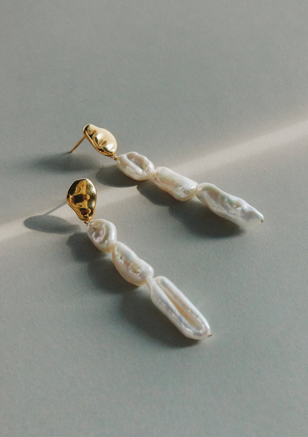 Cielo Long Pearl Drop Earrings - Gold