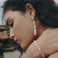 Cielo Long Pearl Drop Earrings - Silver