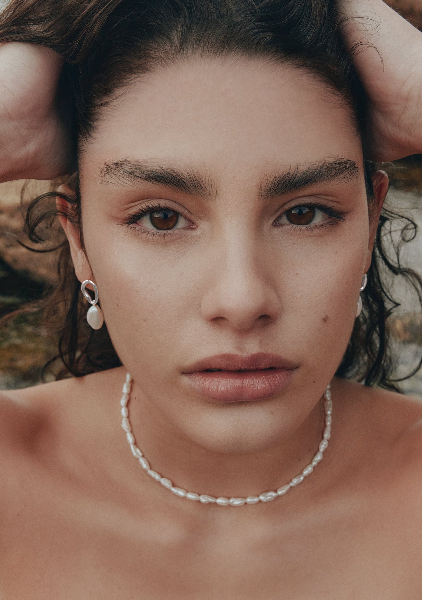 Cielo Pearl Drop Earrings - Silver