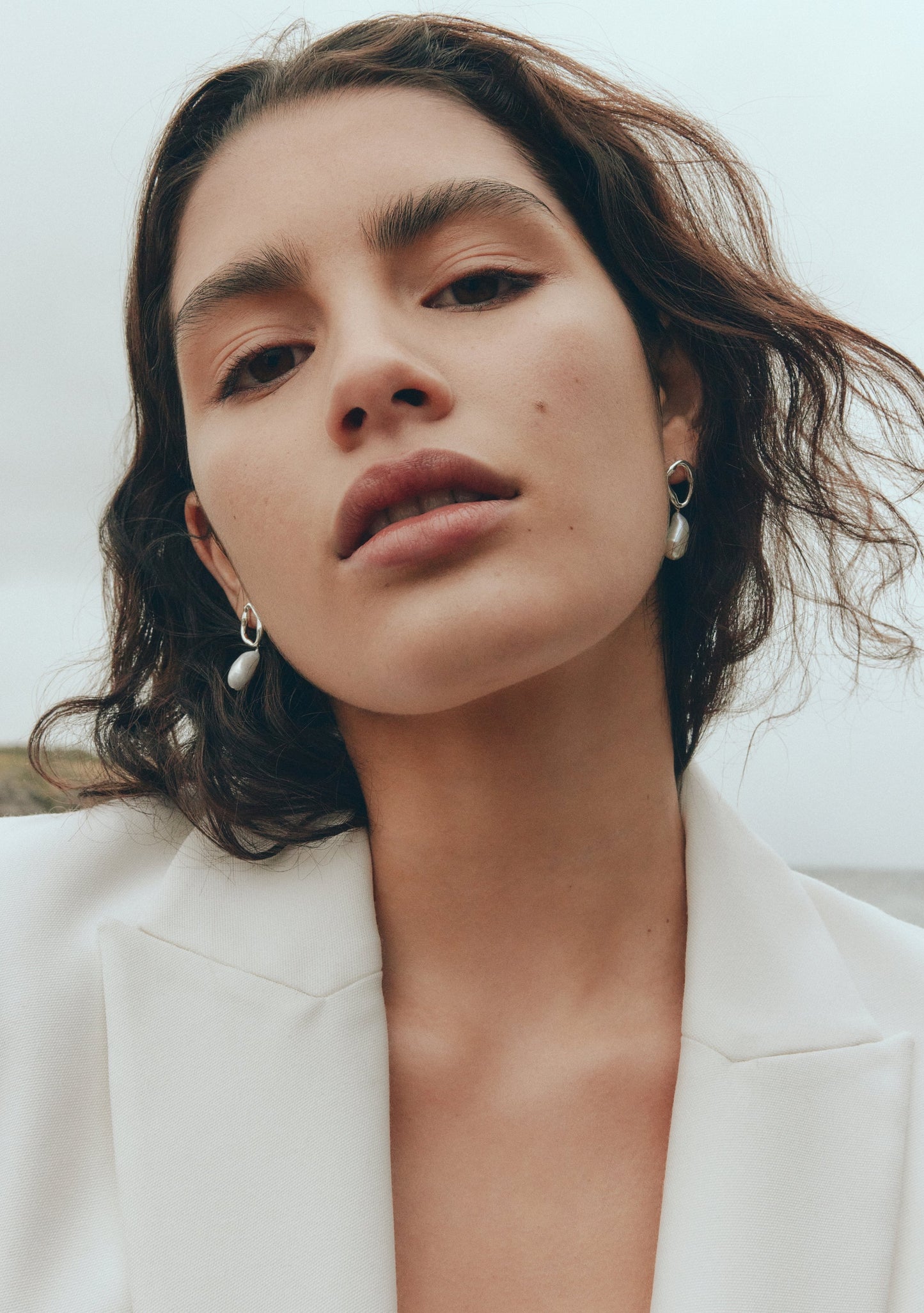 Cielo Pearl Drop Earrings - Silver