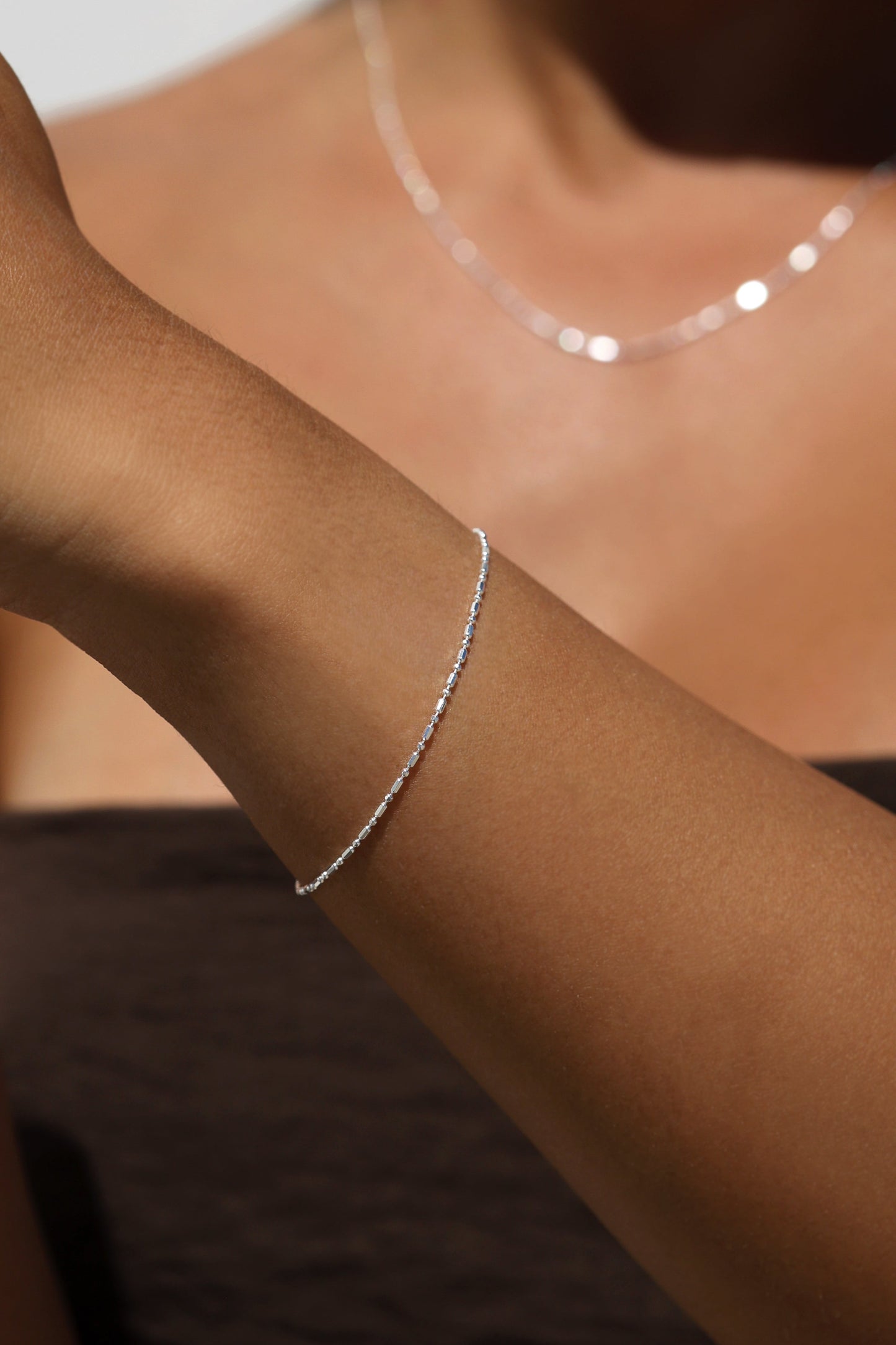 Dash Dot Chain Bracelet - Silver