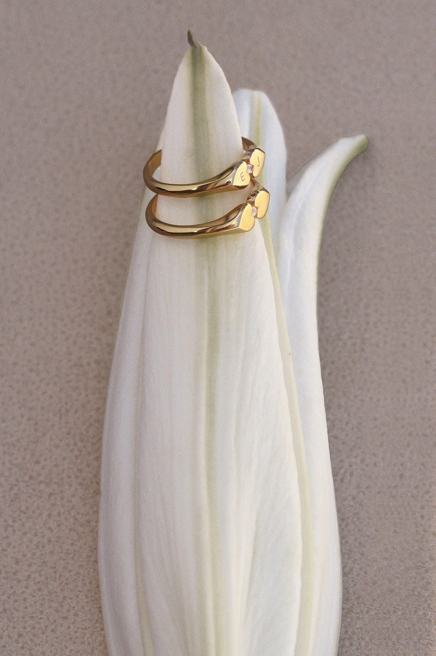 Heart Connection Signet Ring - Gold