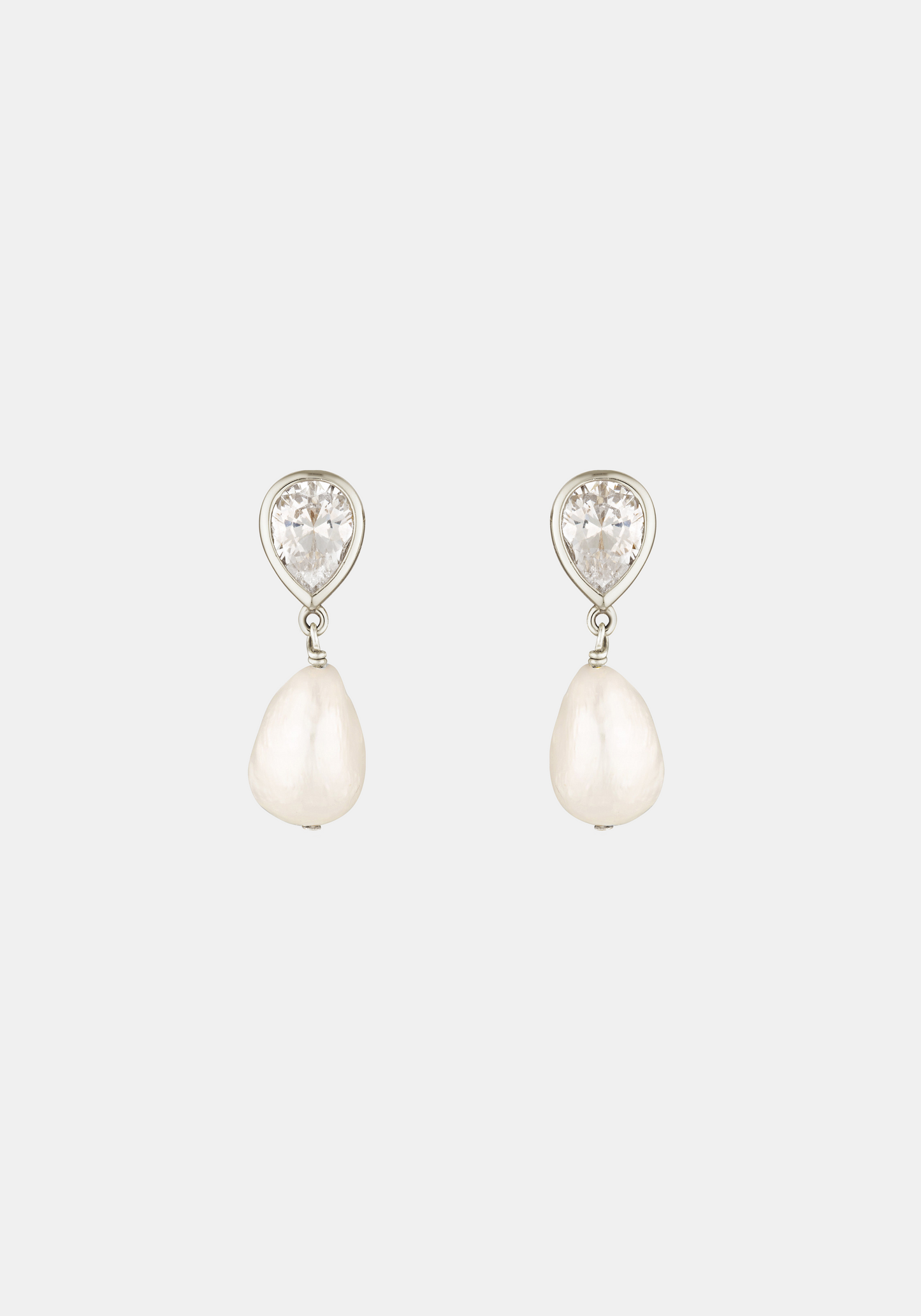 Eros Pear & Pearl Earrings - Silver