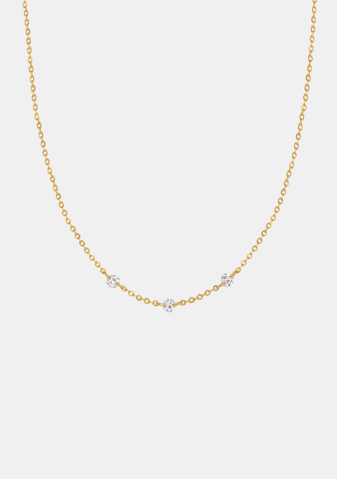 Floating Stone Necklace - Gold