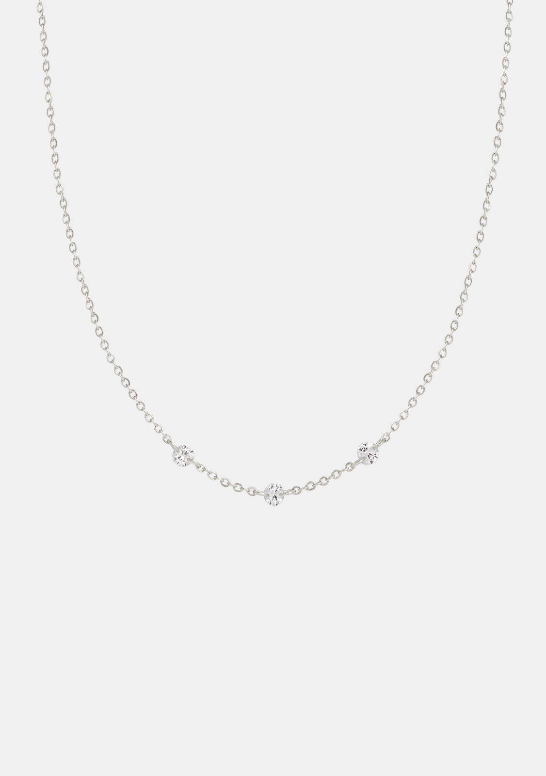 Floating Stone Necklace - Silver