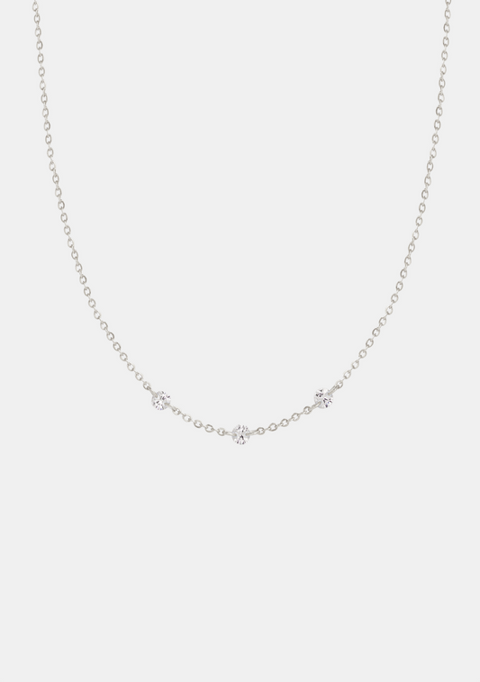 Floating Stone Necklace - Silver