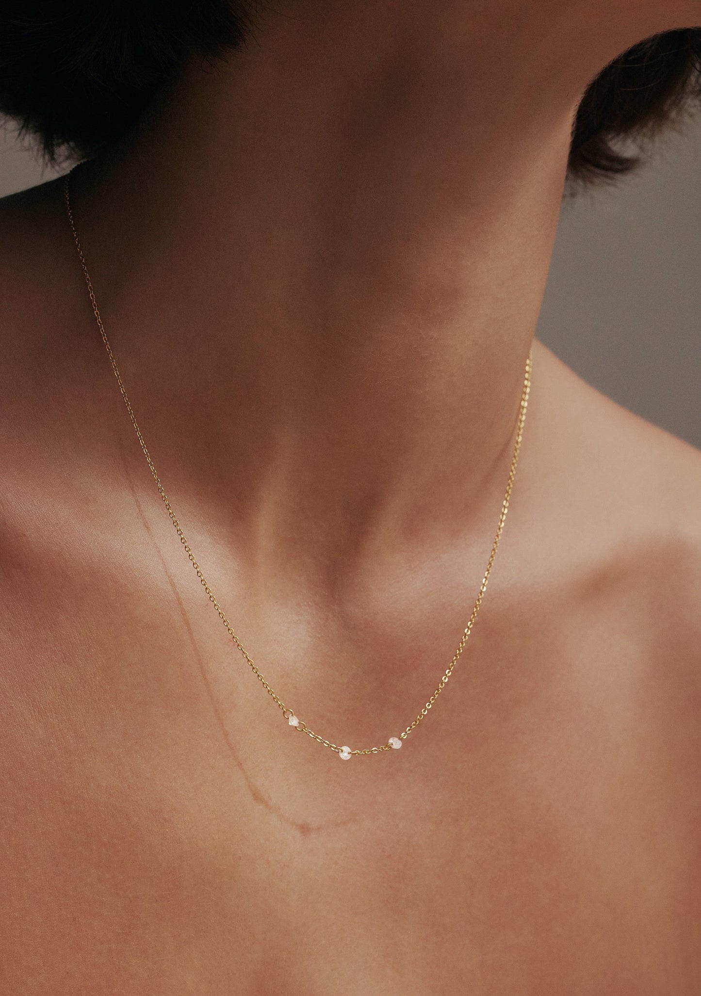 Floating Stone Necklace - Gold
