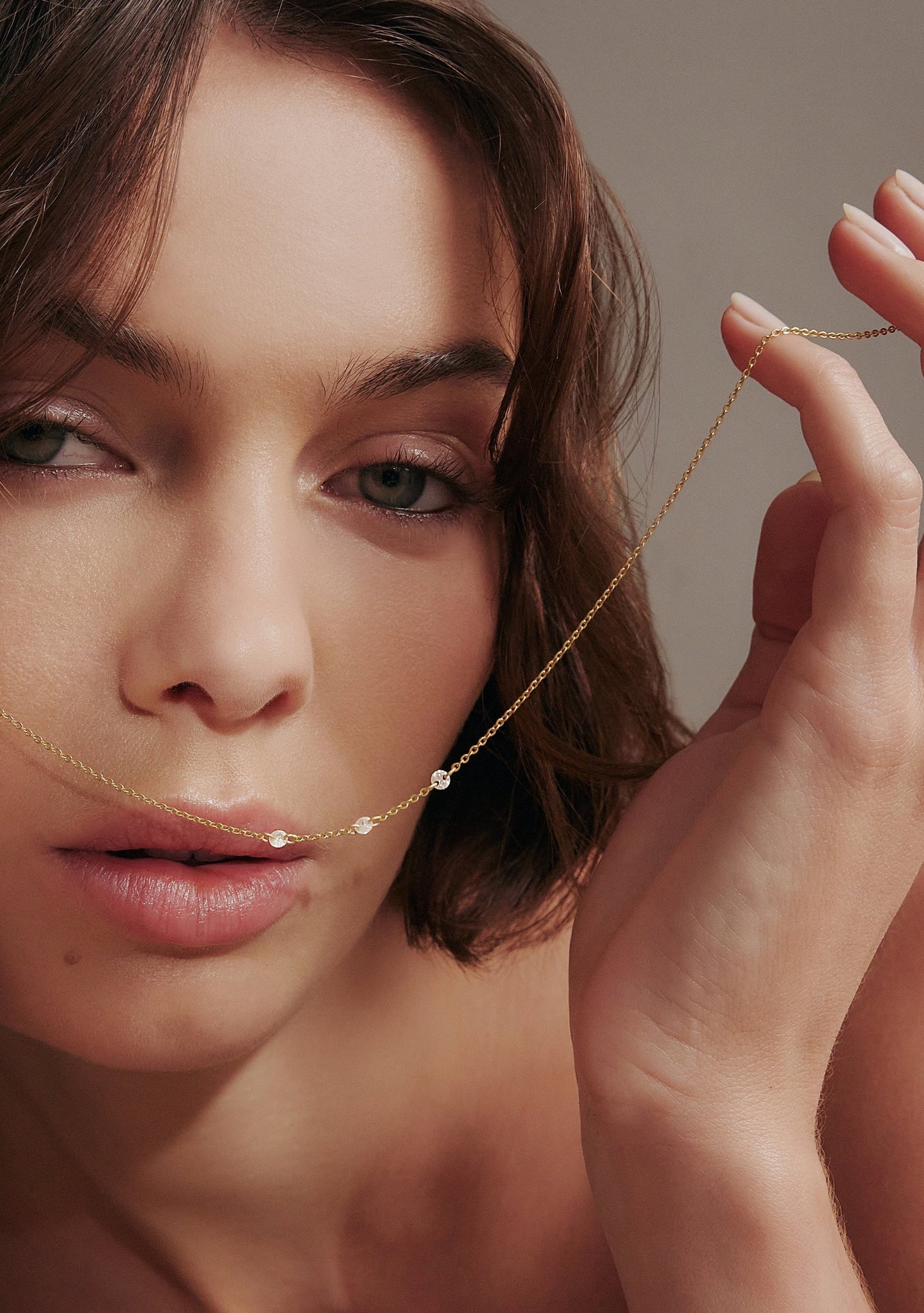 Floating Stone Necklace - Gold