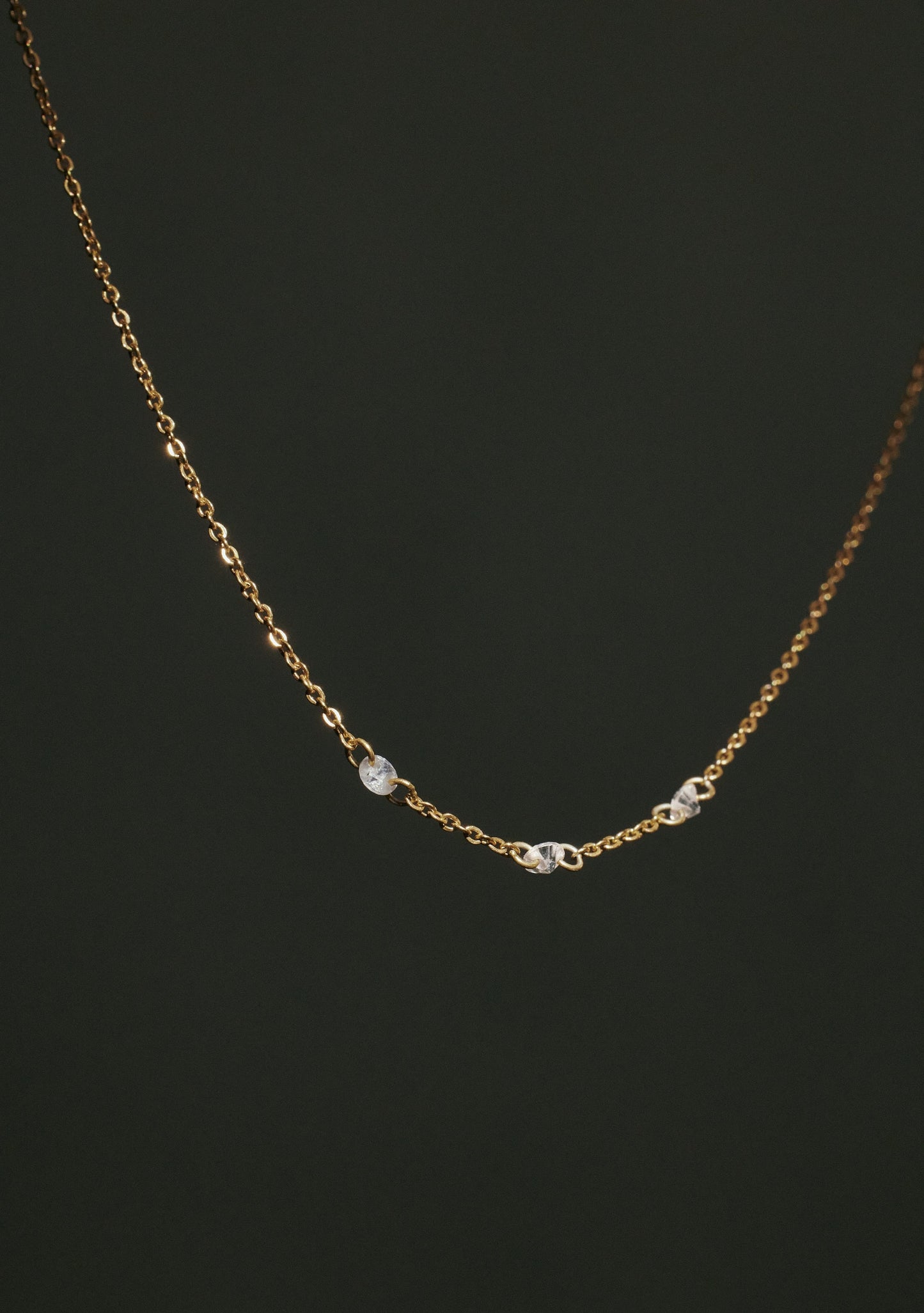 Floating Stone Necklace - Gold