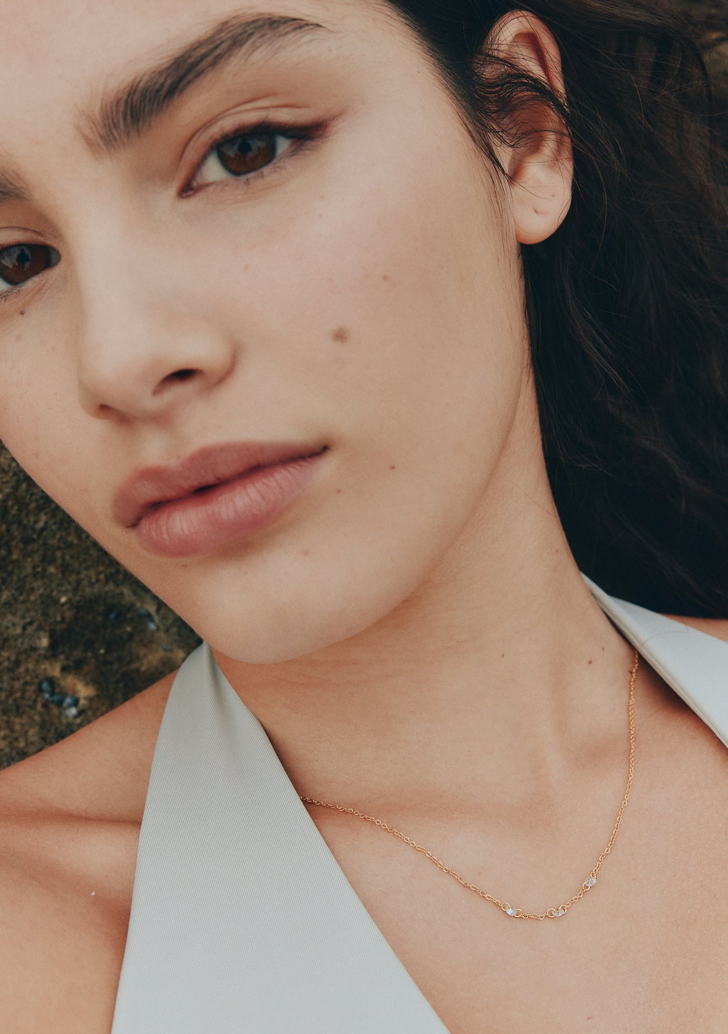 Floating Stone Necklace - Gold