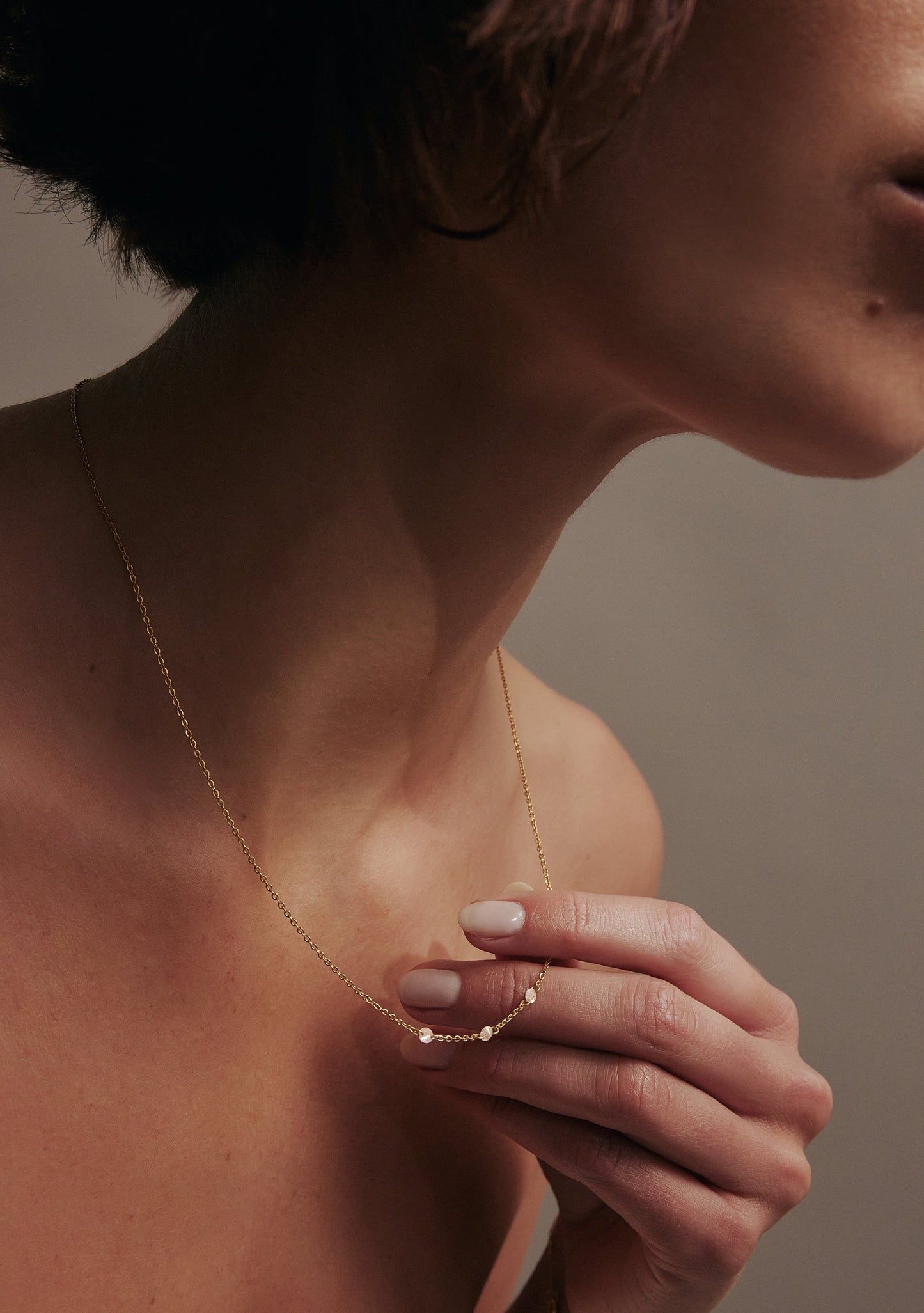 Floating Stone Necklace - Gold