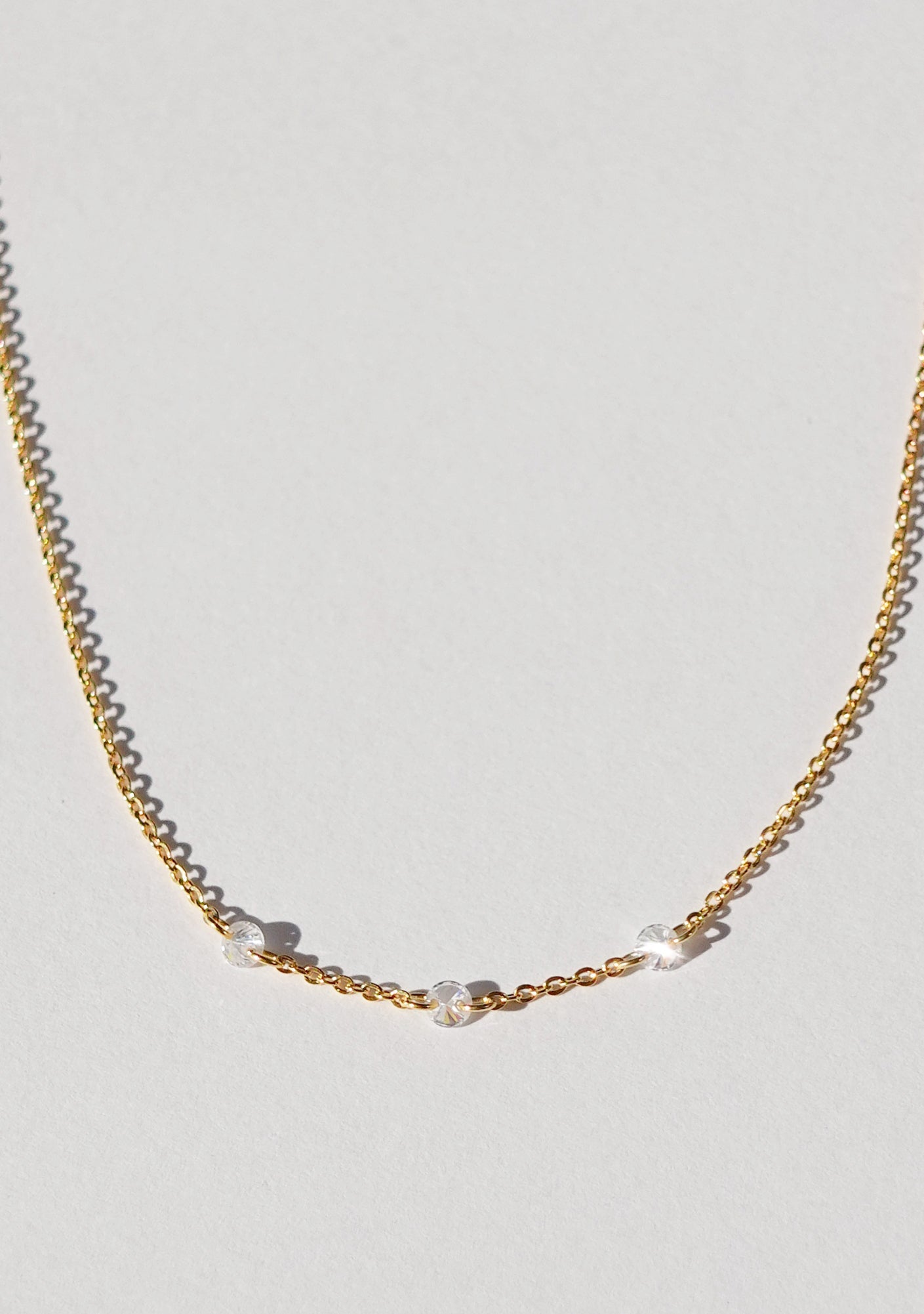 Floating Stone Necklace - Gold
