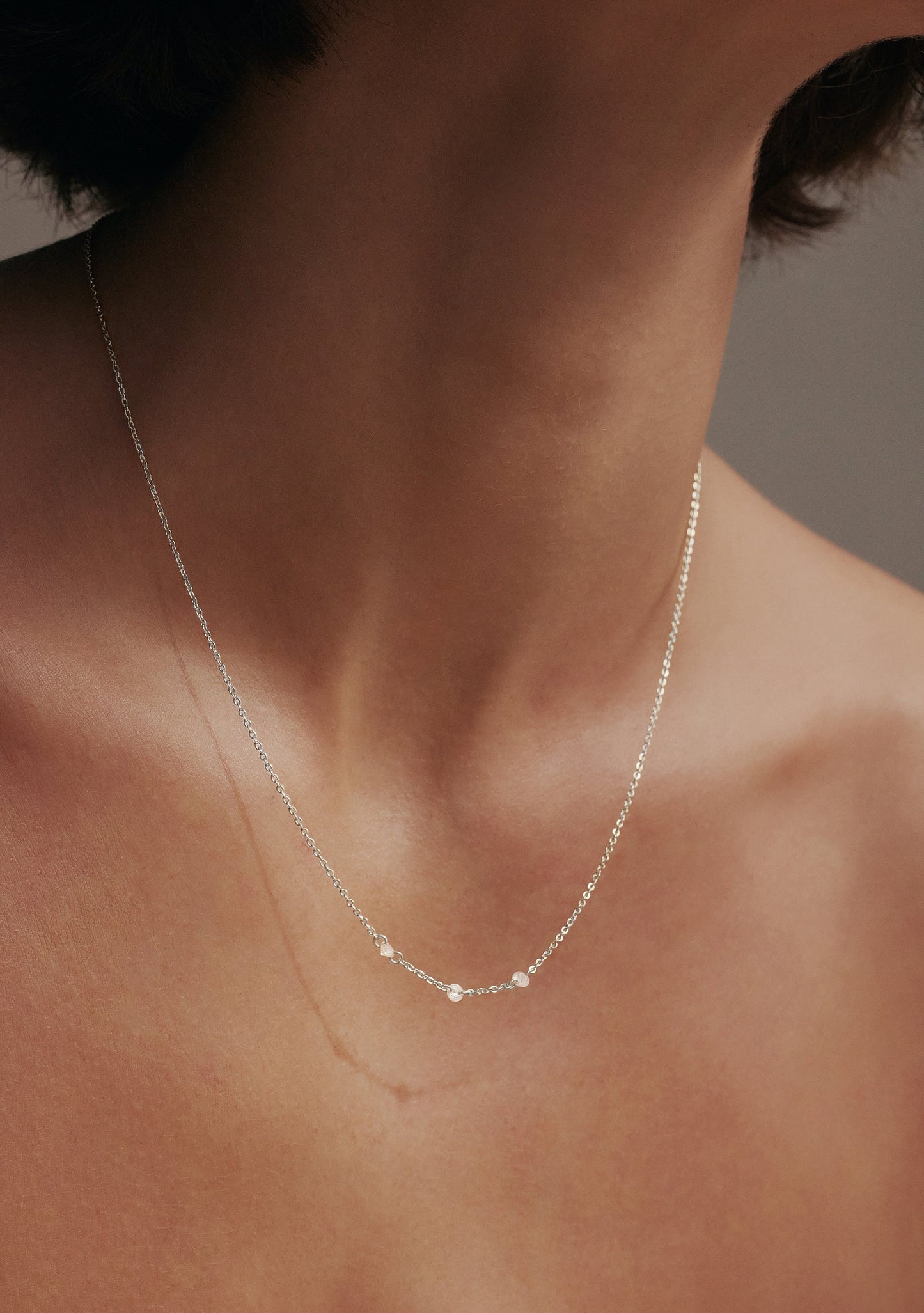Floating Stone Necklace - Silver