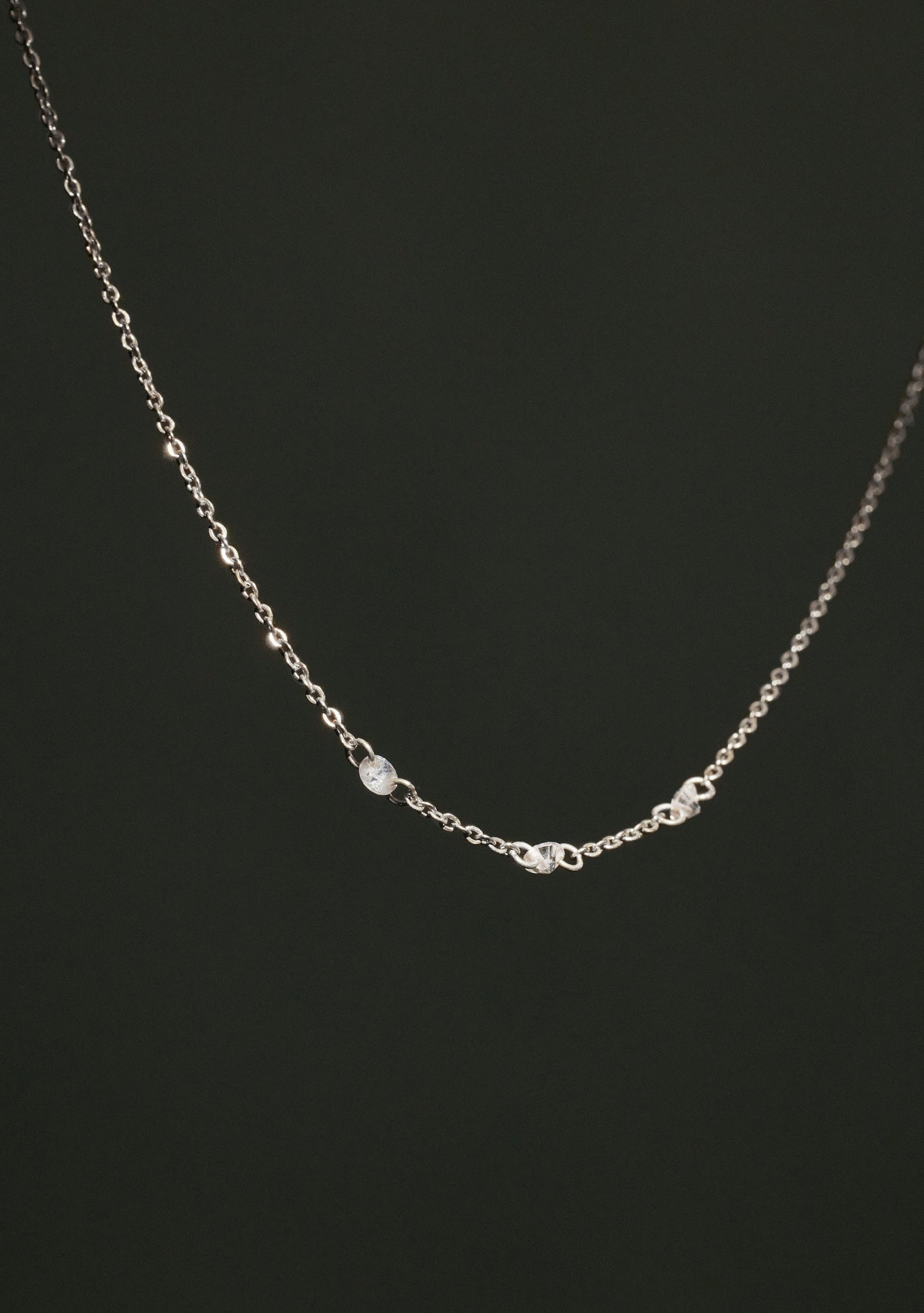 Floating Stone Necklace - Silver