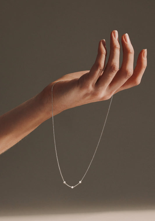 Floating Stone Necklace - Silver