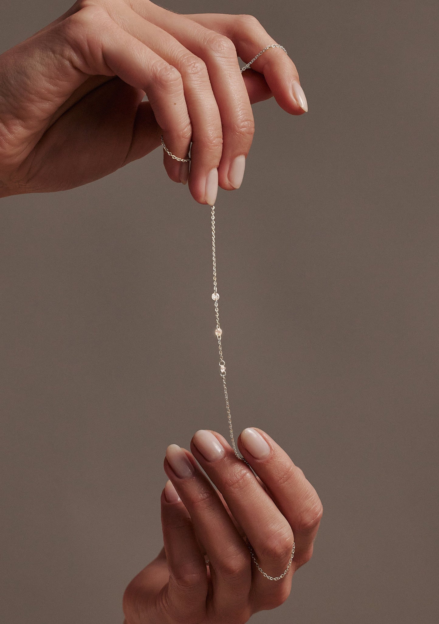 Floating Stone Necklace - Silver