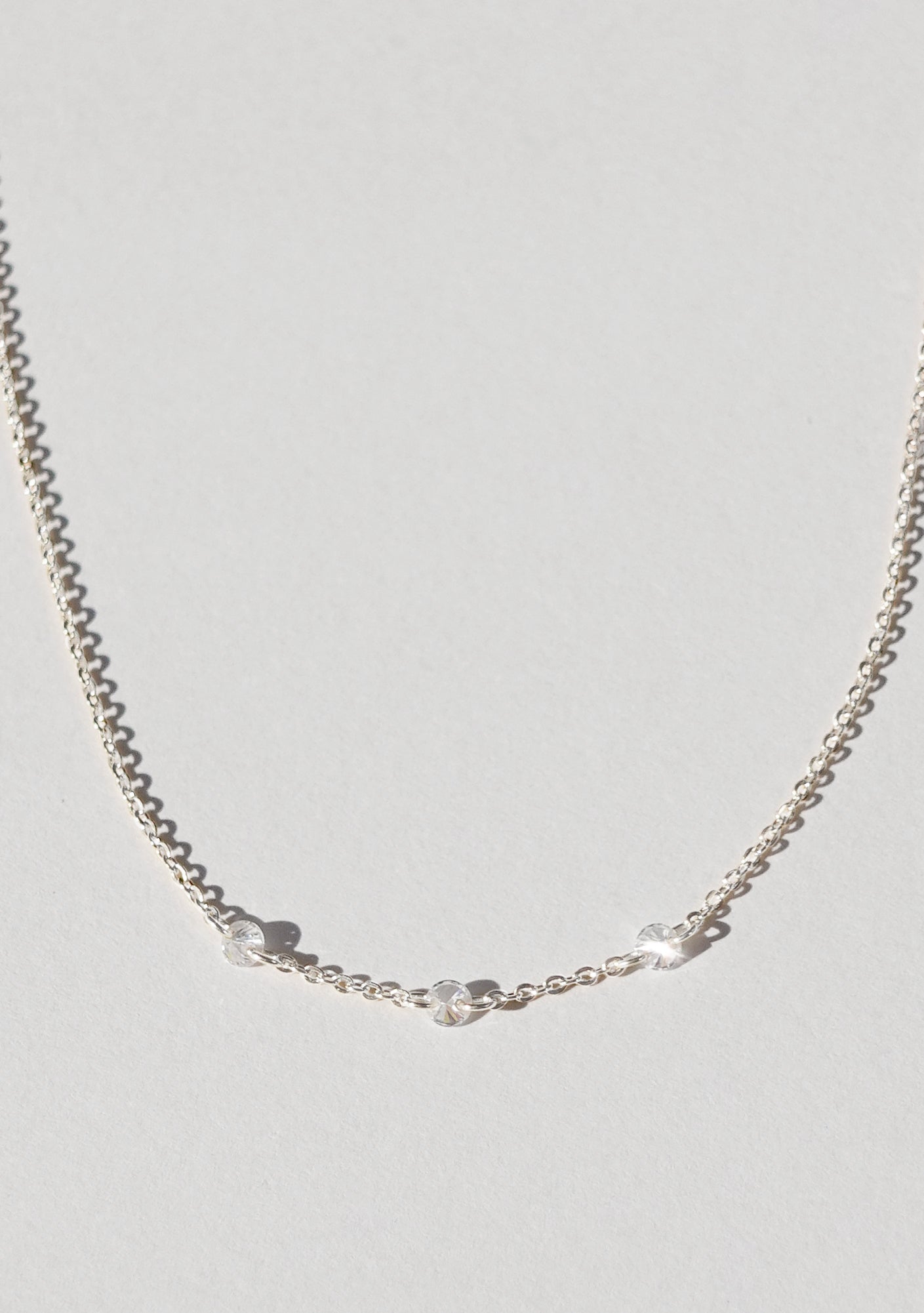 Floating Stone Necklace - Silver