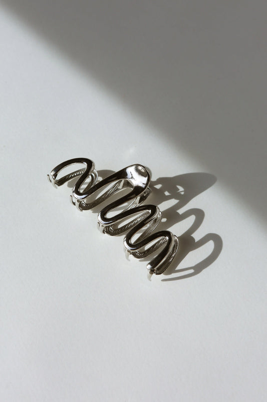 Wavy Hair Claw - Silver