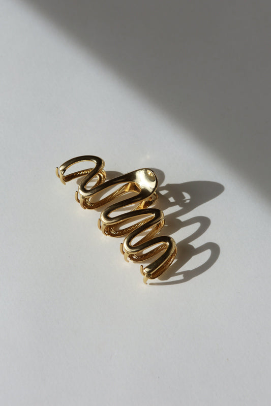 Wavy Hair Claw - Gold