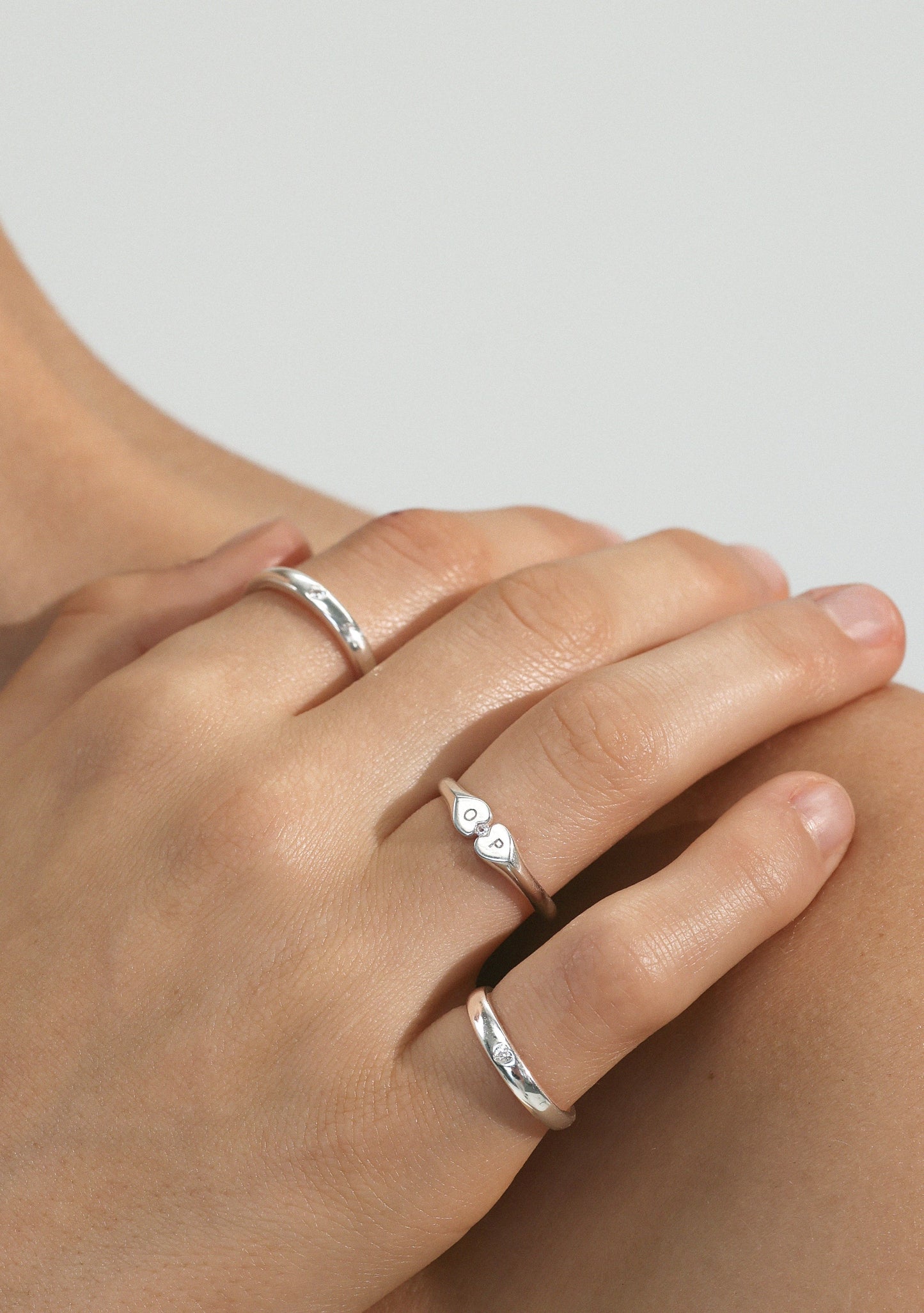 Heart Connection Signet Ring - Silver