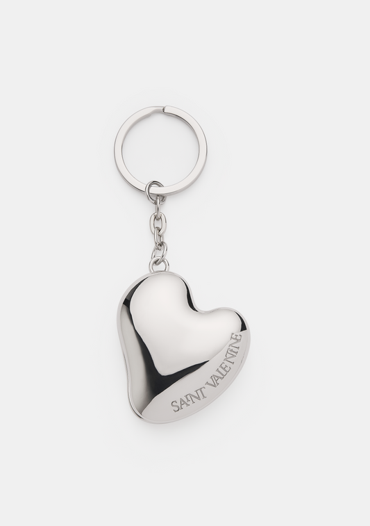 Heart Mirror Keychain & Bag Charm - Silver