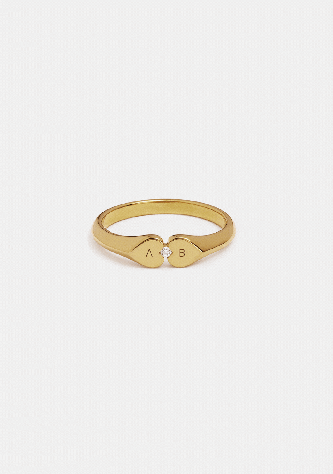 Heart Connection Signet Ring - Gold