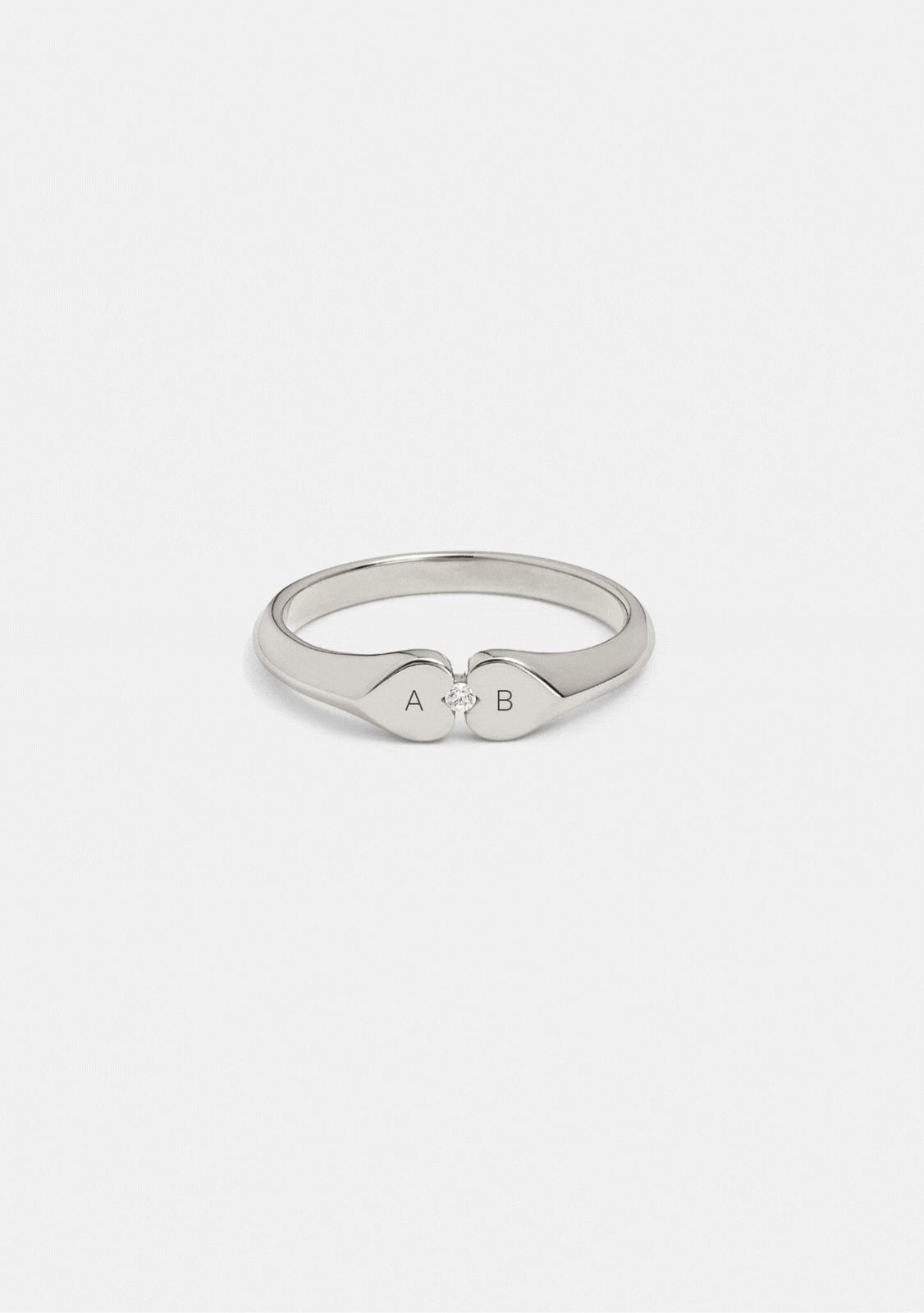 Heart Connection Signet Ring - Silver