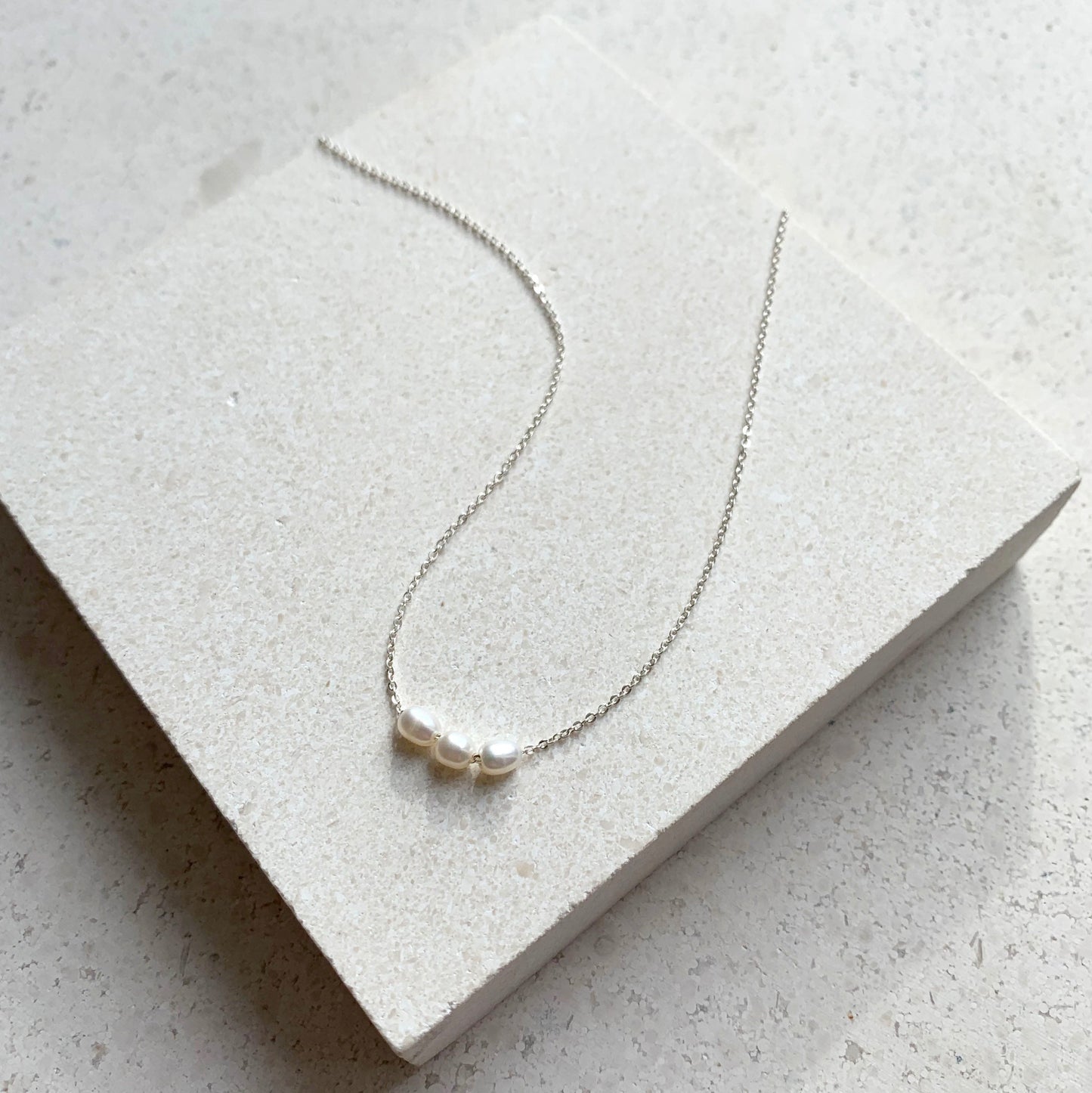 Mini Pearl Necklace - Silver