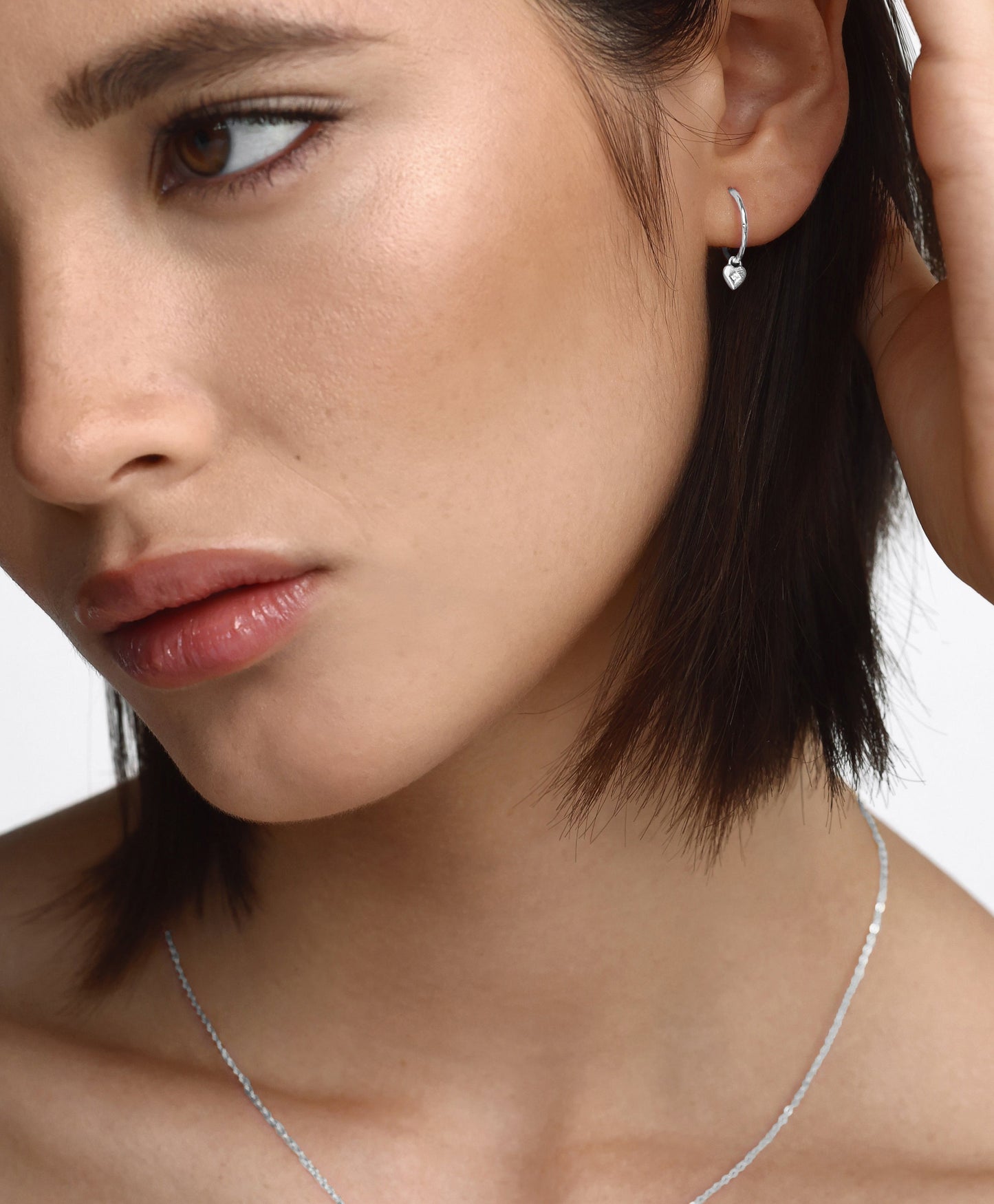 Mini Heart Hoops - Silver