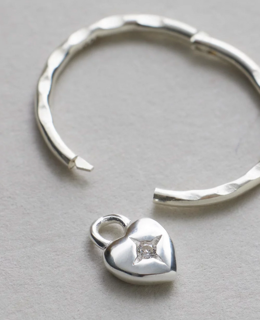 Mini Heart Hoop - Single - Silver
