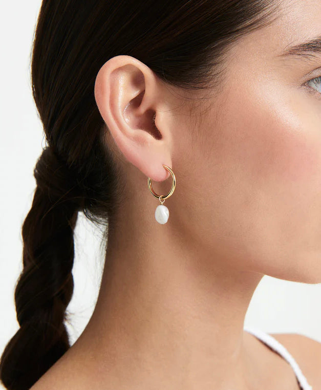 Mini Keshi Pearl Hoops - Gold