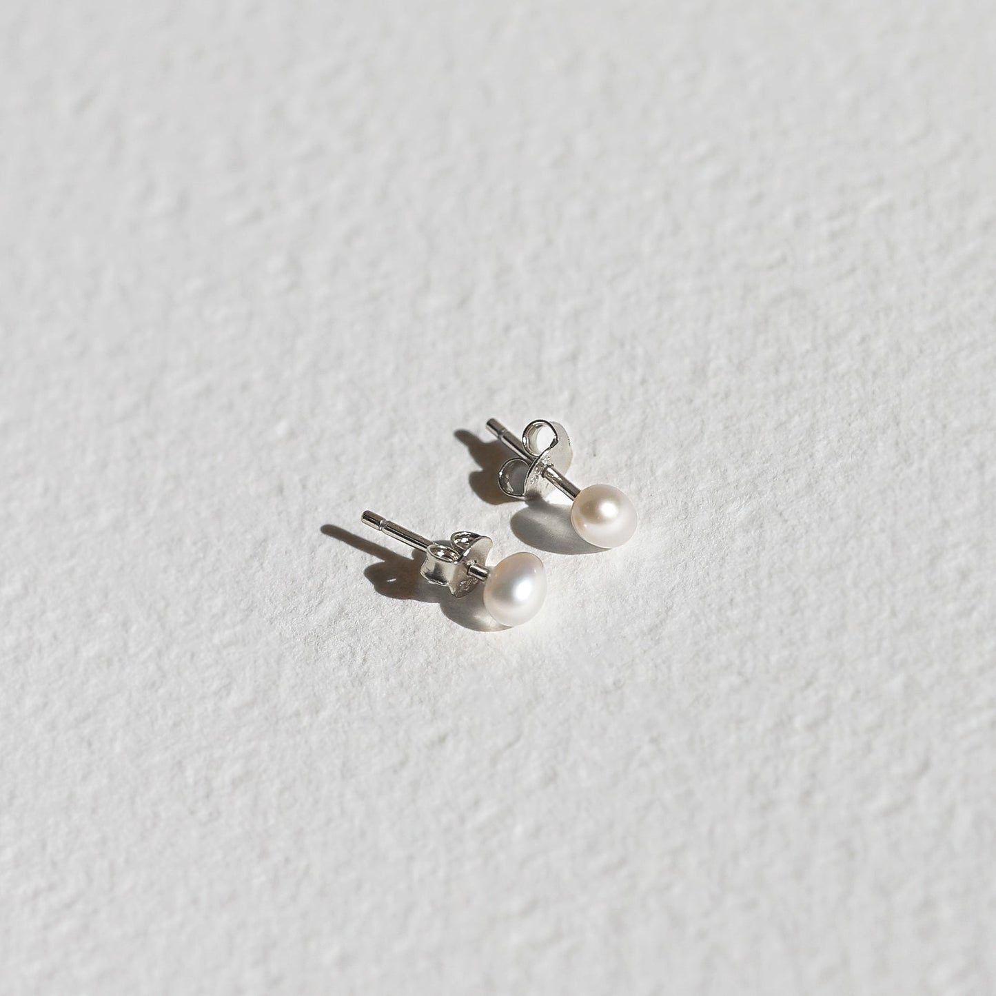 Mini Pearl Studs - Silver