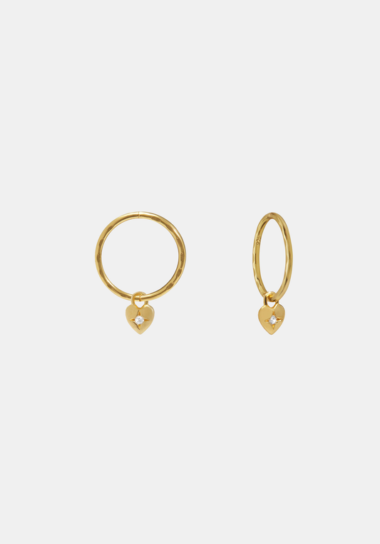 Mini Heart Hoops - Gold
